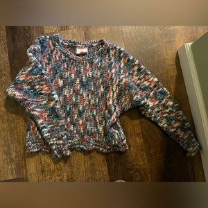 Romeo & Juliet Couture Multicolor Marled Knit Sweater - Blue, Red, Cream, Gray